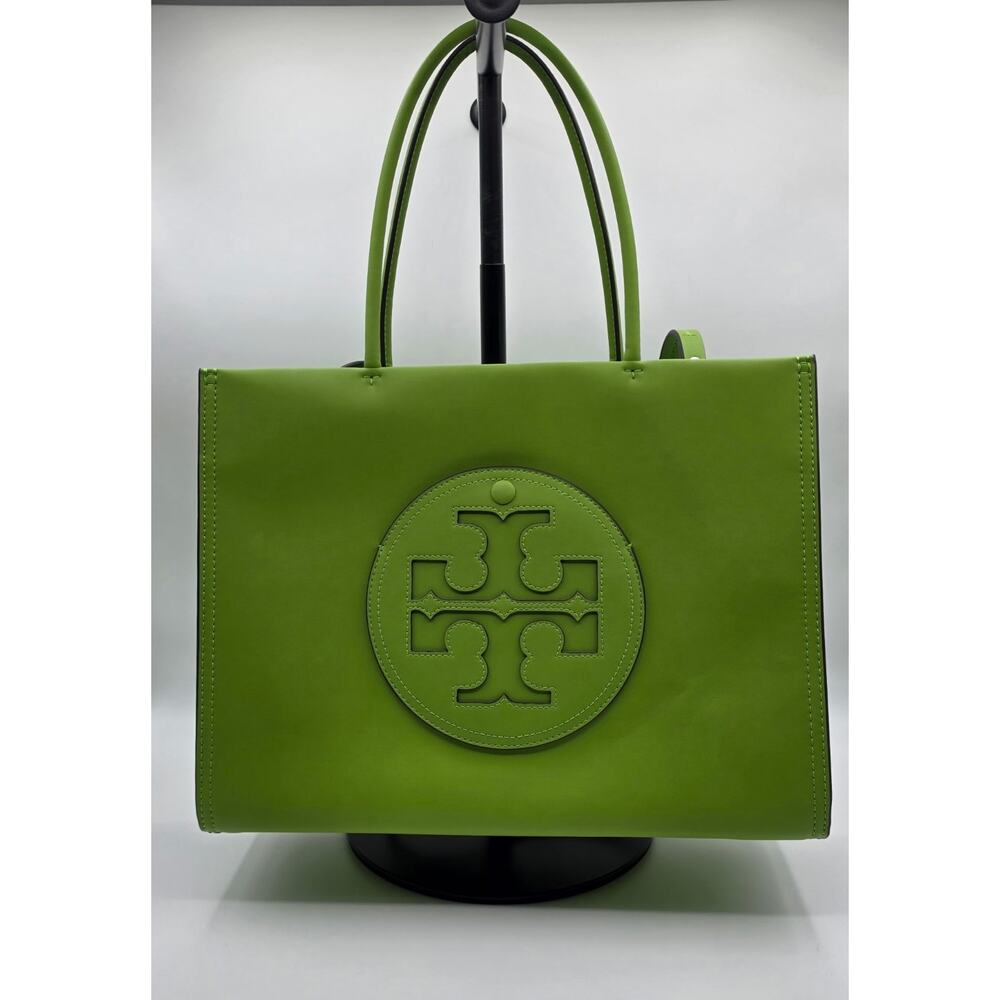 Tory Burch Perry Triple Compartment Tote Bright Green Leather Shoulder Bag
